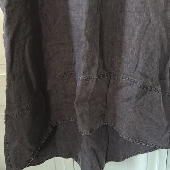 Charcoal Linen hi-low Sleeveless Dress - with pockets - Size M - Picture 3 of 7